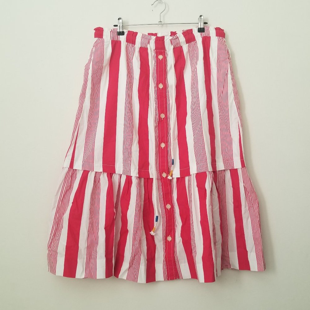 J.CREW Cotton poplin drawstring skirt in stripe L